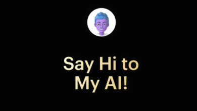 Black screen with a digitally created avatar in a circle at the top. At the bottom, the words: “Say Hi to My AI!"