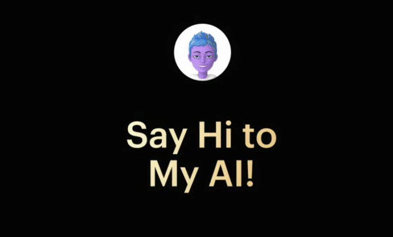 Black screen with a digitally created avatar in a circle at the top. At the bottom, the words: “Say Hi to My AI!"